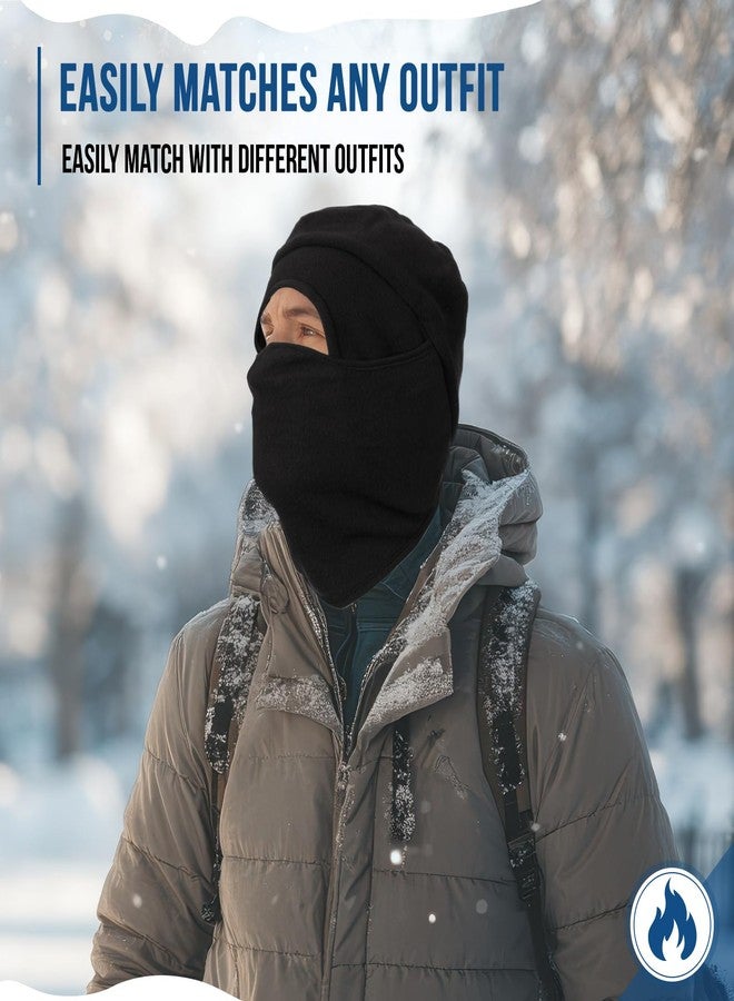 Chicingyou Winter Beanie and Mask for Men Warm 2-in-1 Hat Knit Thick Hat with Face Cover Removable Beanie(Black) - Image 5